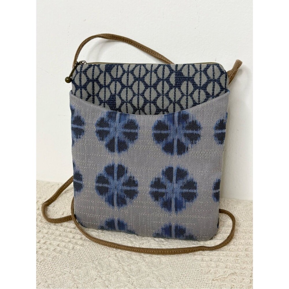 Maruca Cupcake Crossbody Bag Blue Grey Pattern Lightweight Handmade